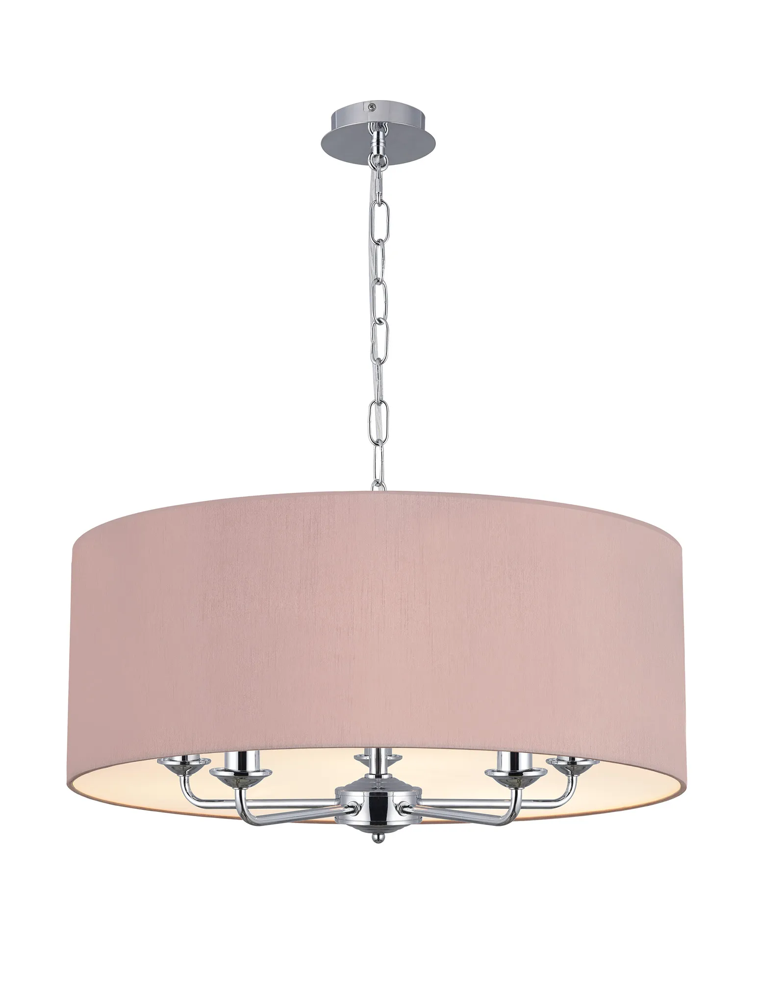 DK0654  Banyan 60cm 5 Light Pendant Polished Chrome, Taupe/Halo Gold